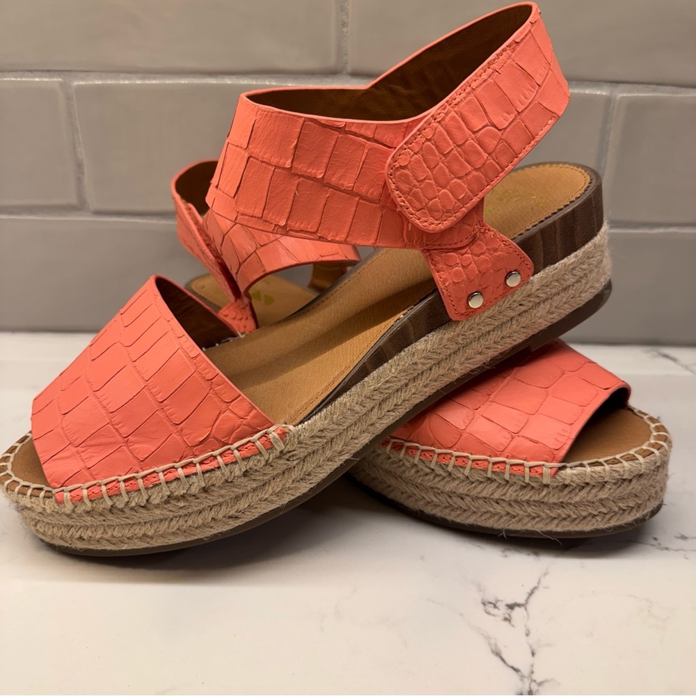 Sarto Franco Sarto Coral Croc Embossed Espadrille Sandals 9.5